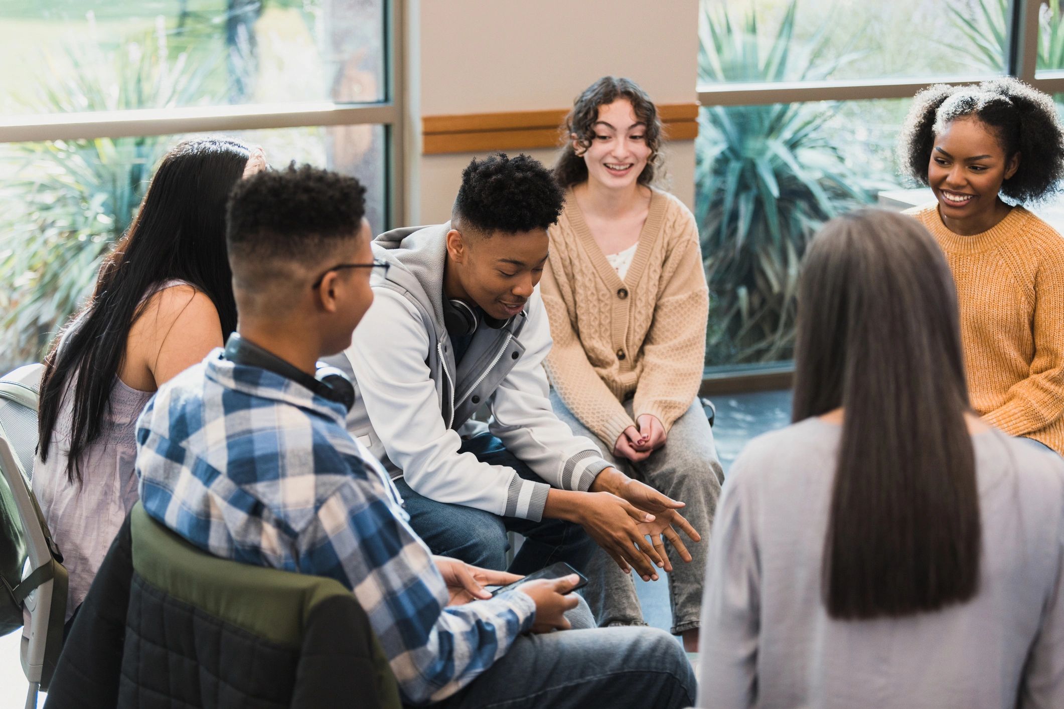 Small group listening during a discussion