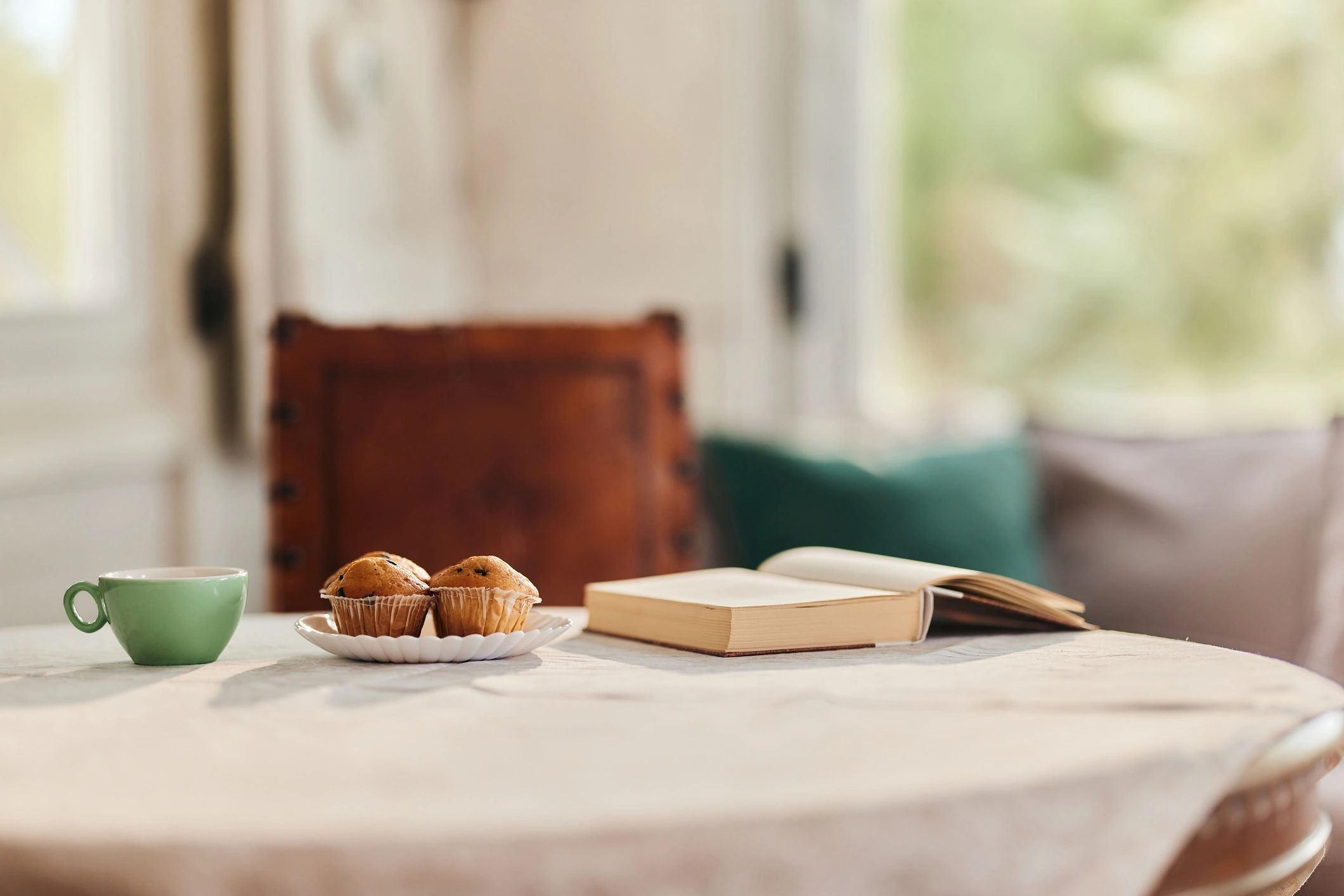 Book and coffee on a table